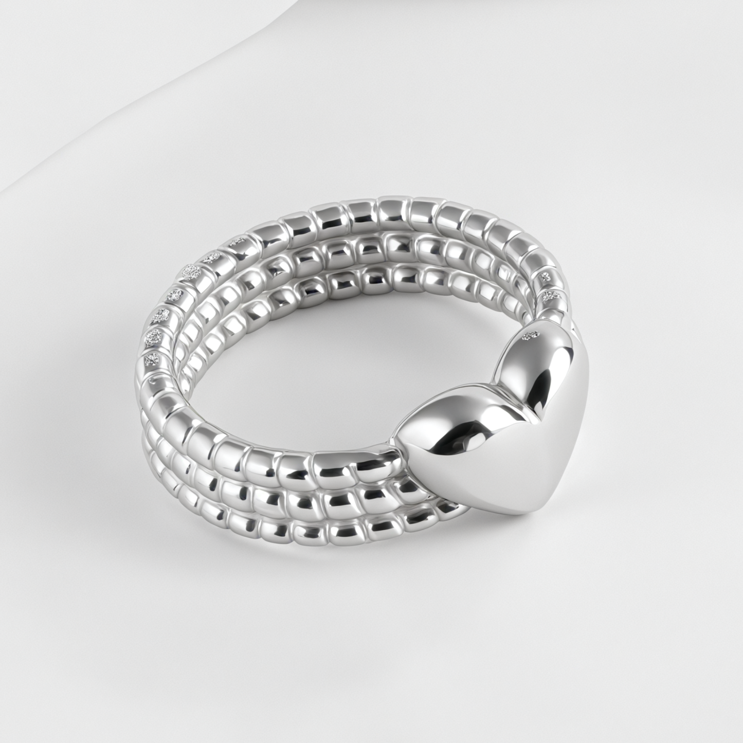 Heart-Shaped Woven Design Light Luxury Stainless Steel Couple Ring | N00530-JinBaoJewerly
