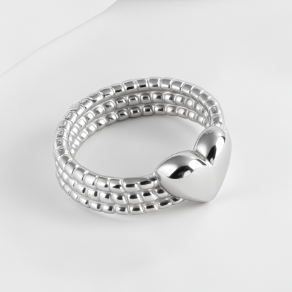 Heart-Shaped Woven Design Light Luxury Stainless Steel Couple Ring | N00530-JinBaoJewerly