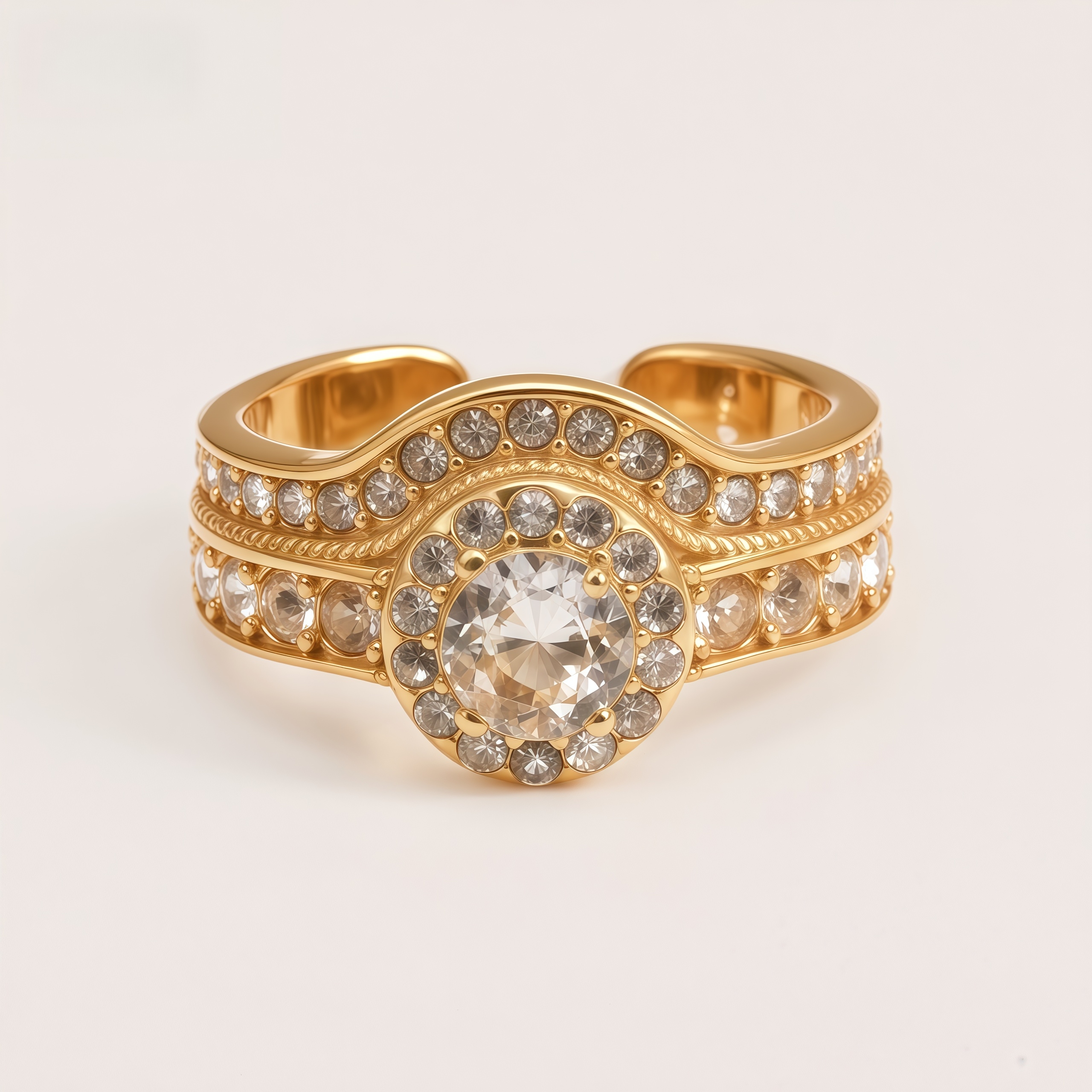 316 Stainless Steel Large Cubic Zirconia Stones Luxury Women's Ring