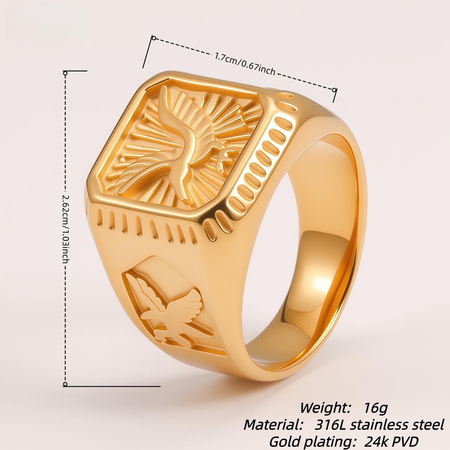 Simple Retro Eagle Seal Men's Ring | DZ314
