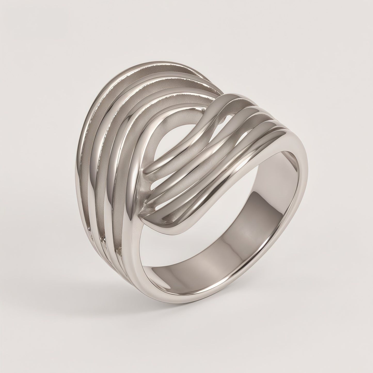 Geometric Layered Design Ring Women's Elegant Stainless Steel Ring | G00915