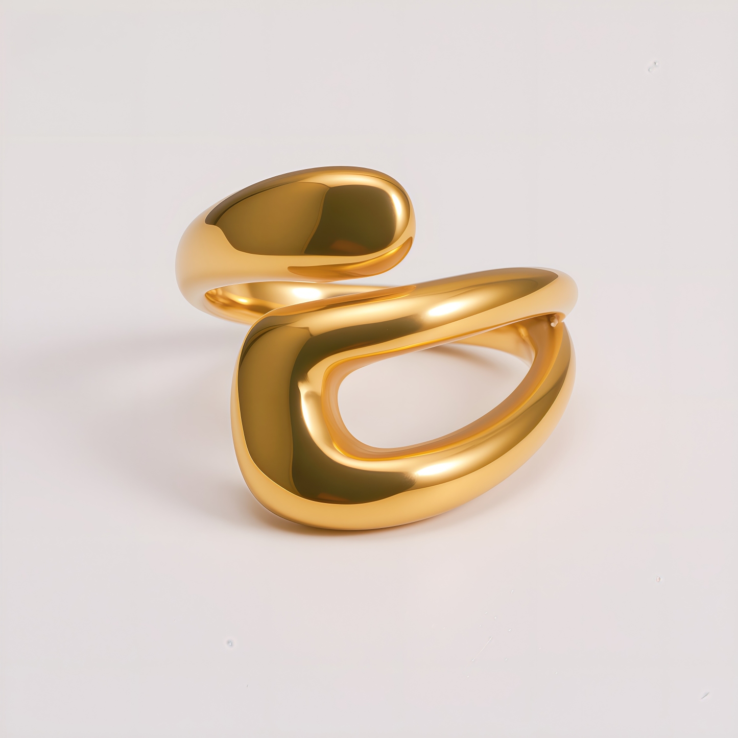 Polished simple curved stainless steel women's ring | G00580-JinBaoJewerly