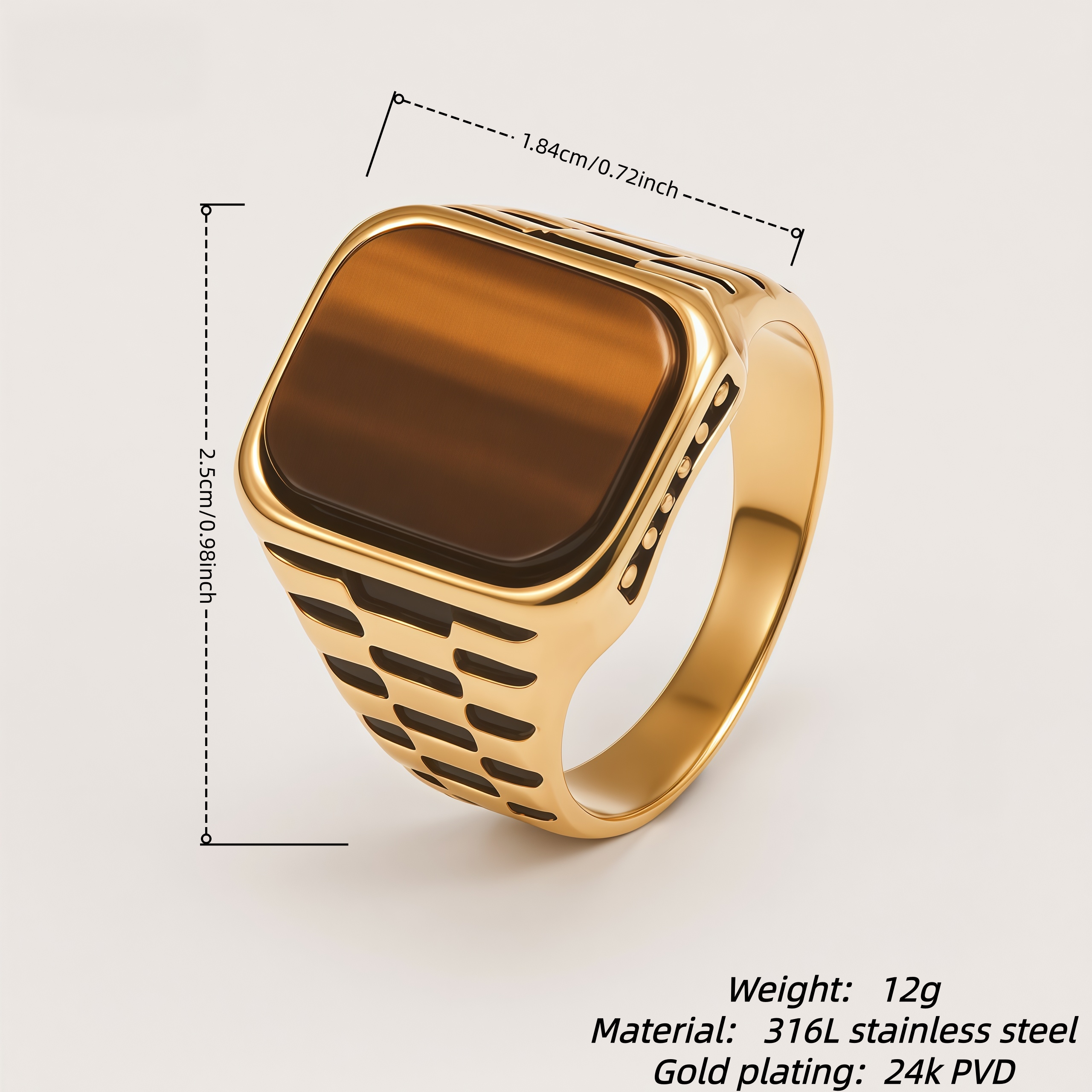 Vintage Square Stone Onyx Textured Band Multi Style Men's Ring | K002750