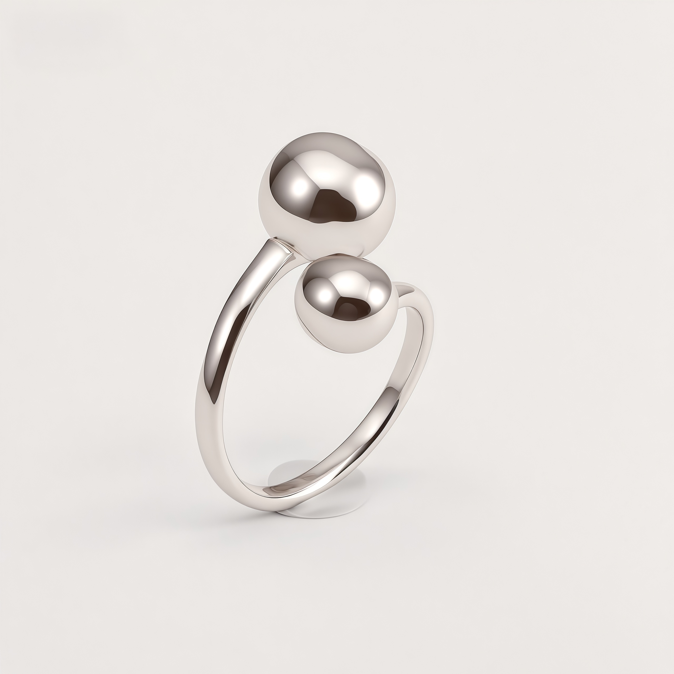 Double Ball Open Stainless Steel Ring for Women | G005099
