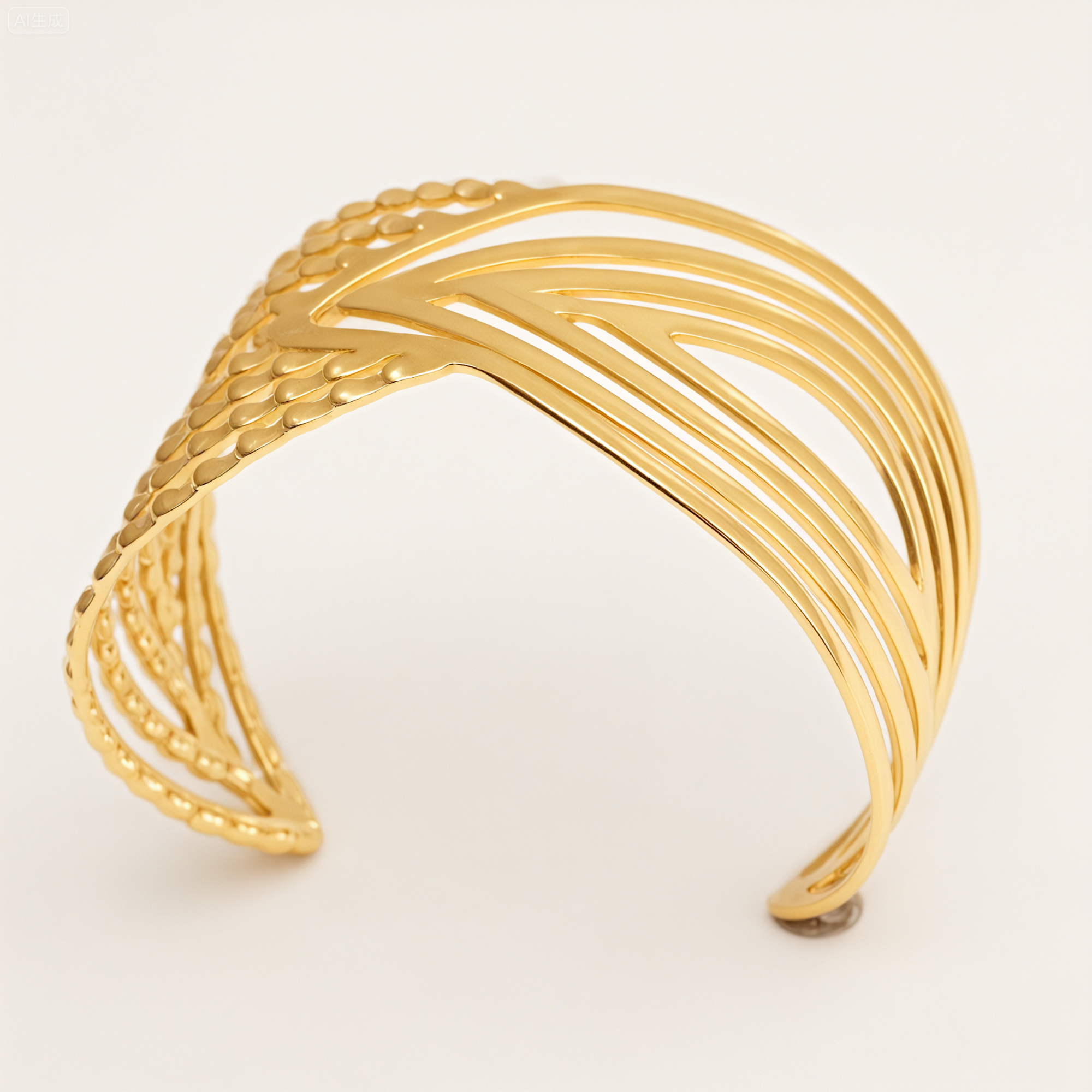 Exquisite 18K Gold Plated 316L Stainless Steel Hollow Cuff Bracelet Waterproof | DZE0837-JinBaoJewerly