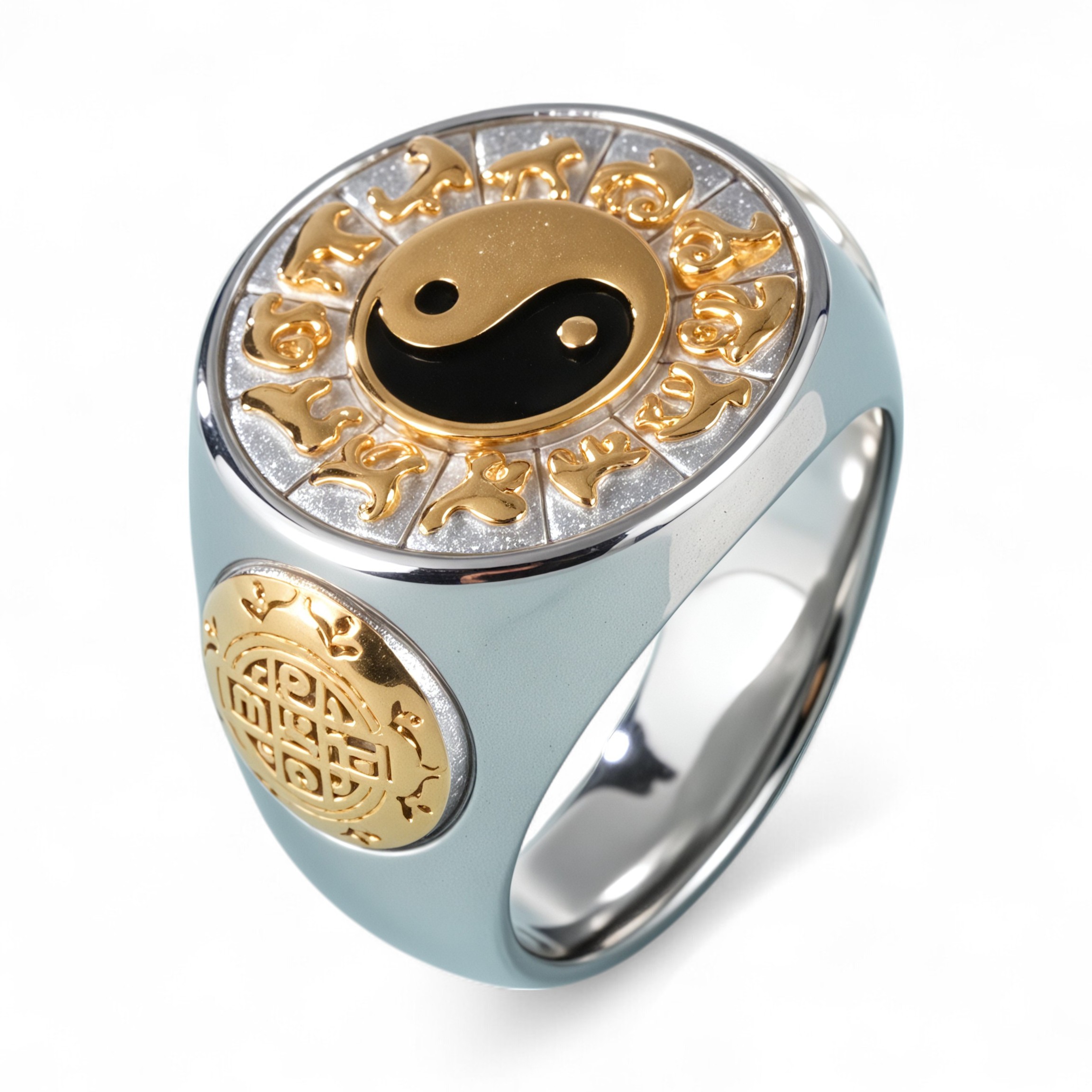 China Style Yin-Yang Tai Chi Design Stainless Steel Men's Ring丨A742J-JinBaoJewerly