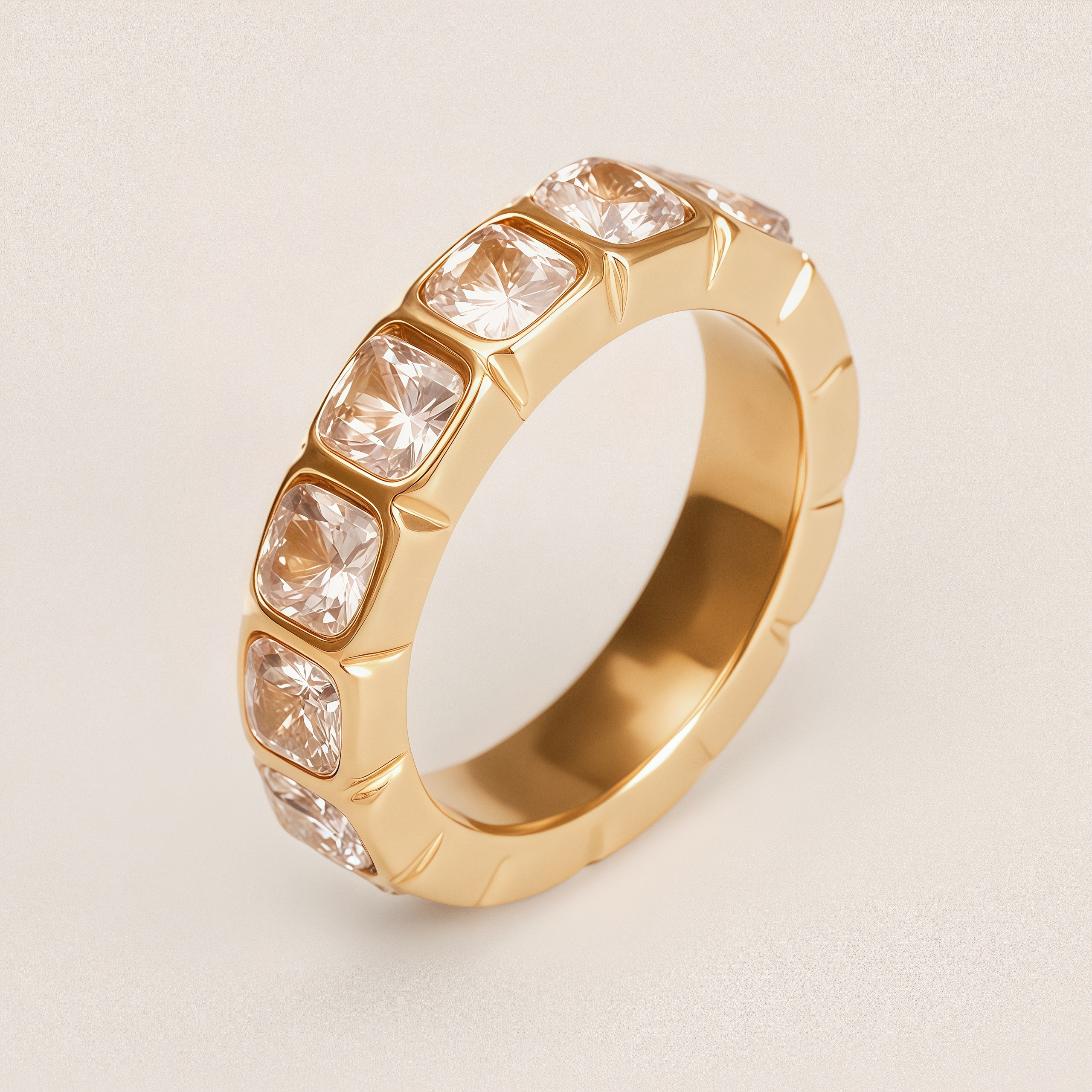 Diamond - Inlaid Wide Stainless Steel Unique Women's Ring | N001948J-JinBaoJewerly