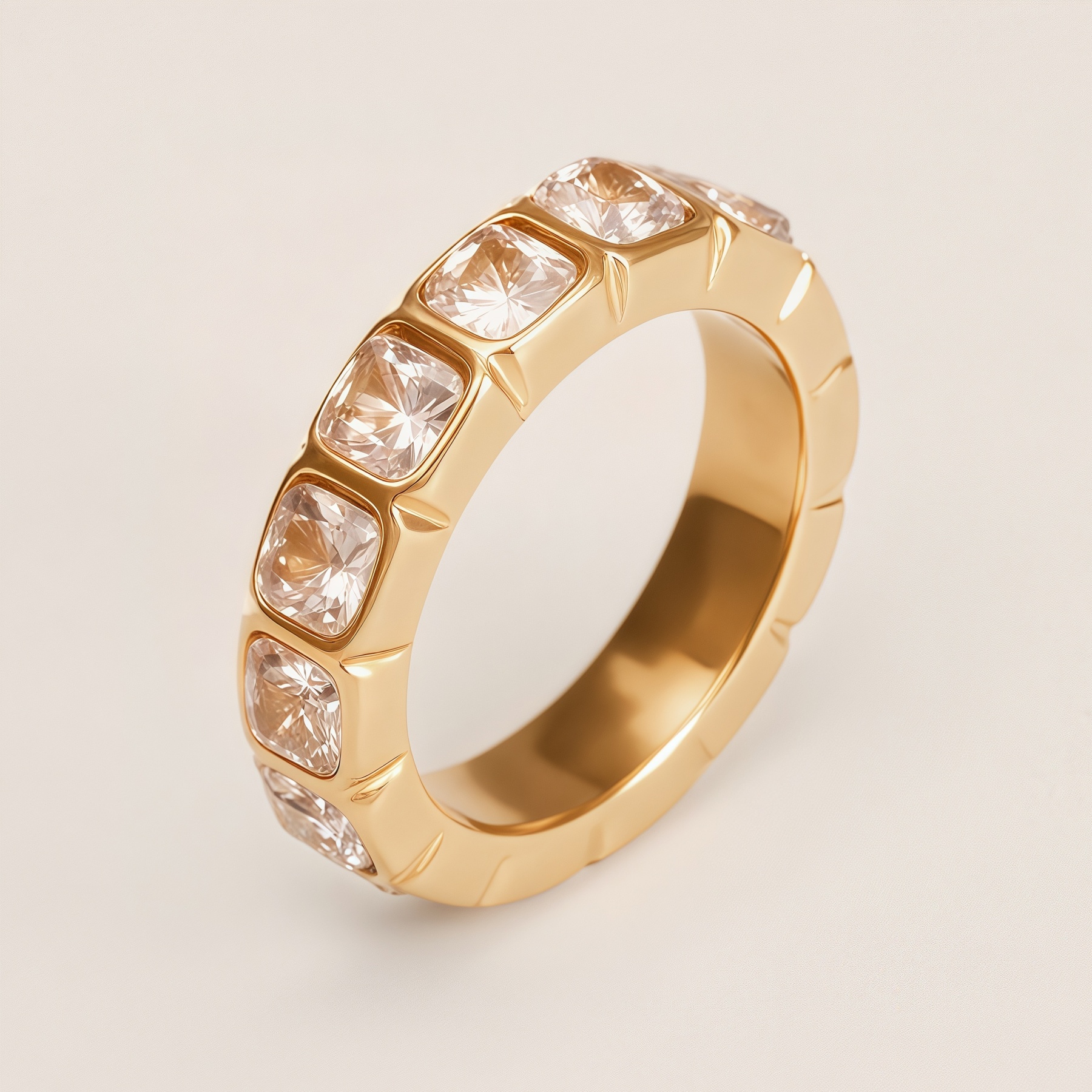 Diamond - Inlaid Wide Stainless Steel Unique Women's Ring | N001948J-JinBaoJewerly