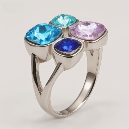 Multi-Color Gemstone Cluster Fashion Women's Ring | K003394