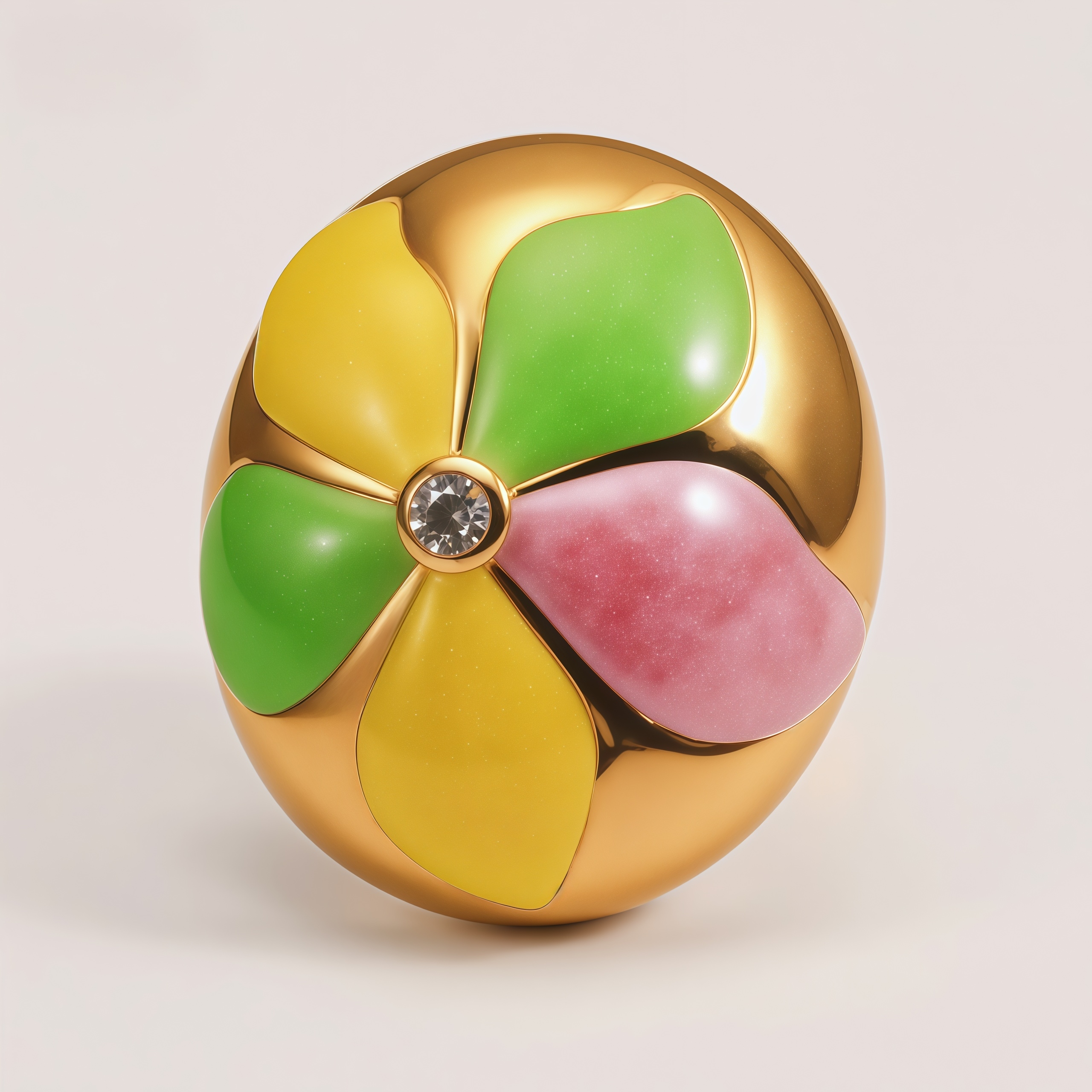 Stainless Steel 24K Block Enamel Flower Women's Ring | G004683J