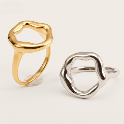 Unique Irregular Geometric Stainless Steel Ring for Women | G00425
