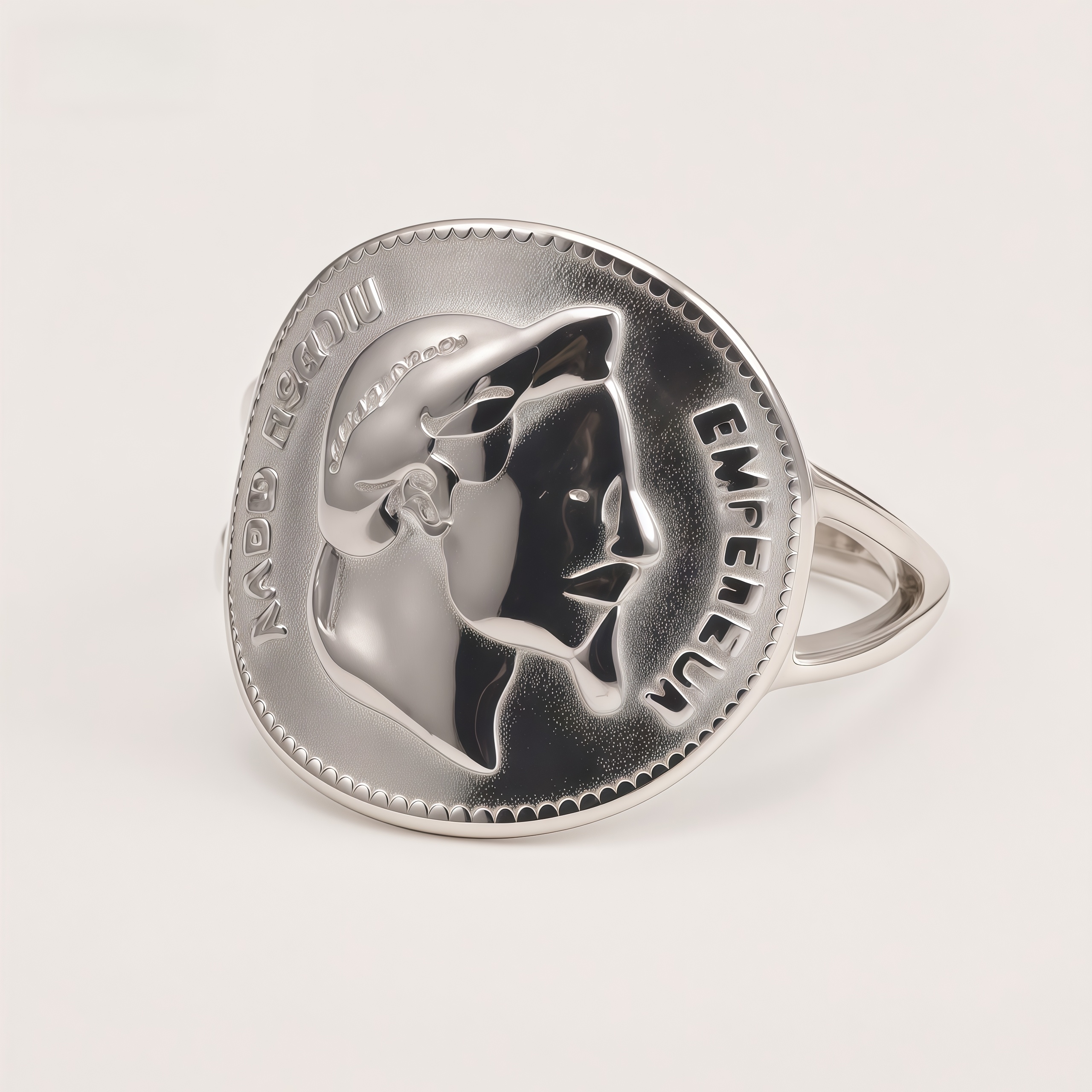 Stainless Steel Vintage Napoleon Coin Embossed - Retro Style Men's Ring