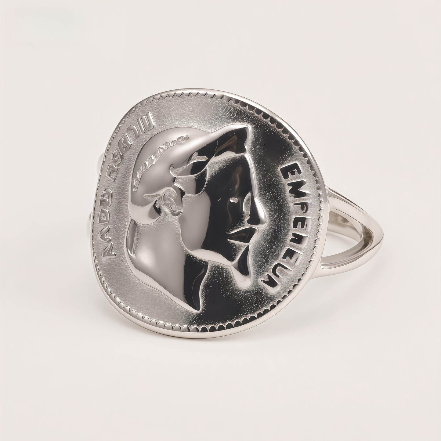 Stainless Steel Vintage Napoleon Coin Embossed - Retro Style Men's Ring