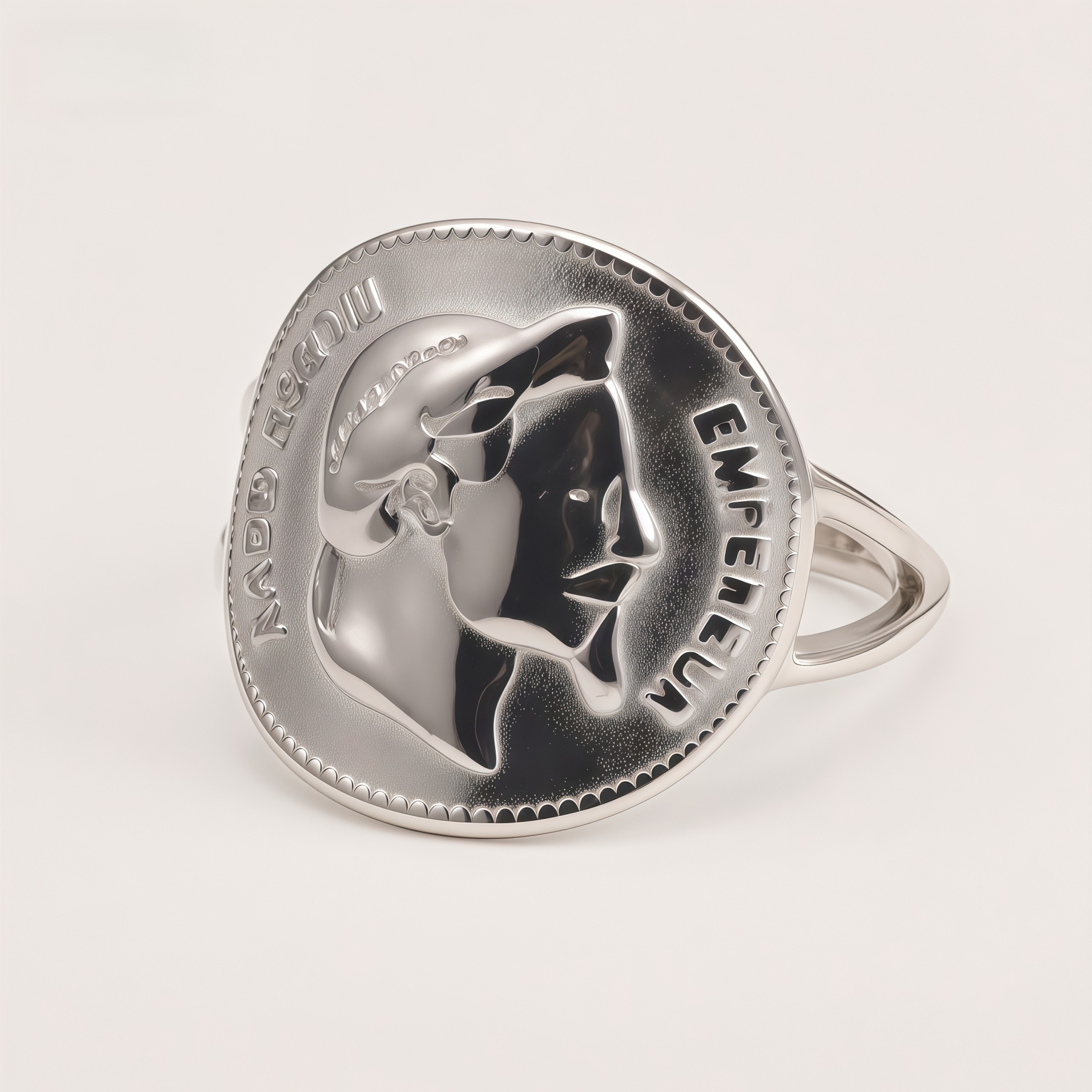 Stainless Steel Vintage Napoleon Coin Embossed - Retro Style Men's Ring