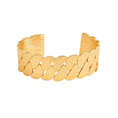 Artistic Scale-Link Open Bracelet for Women