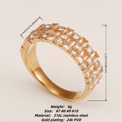 Vintage Champagne Diamond Stainless Steel Luxury Women's Ring | N001995J-JinBaoJewerly