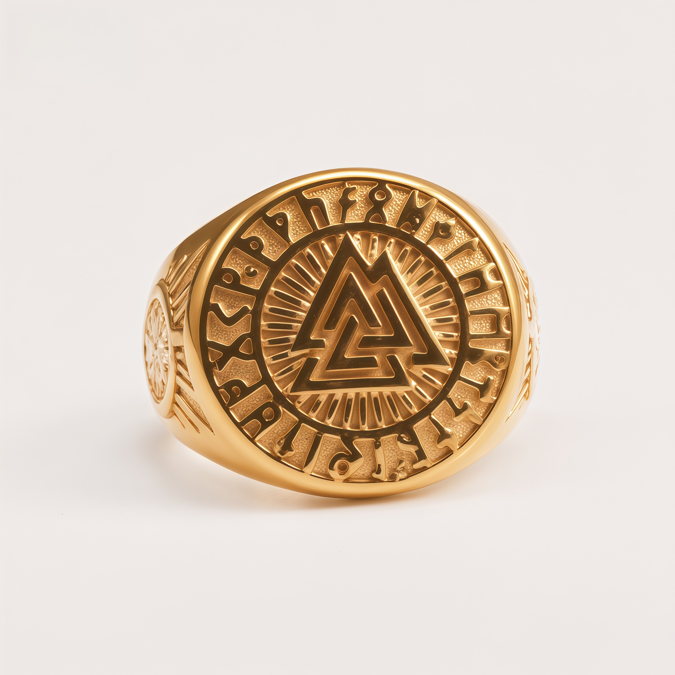 Vintage Gold Viking Rune Valknut Ring | G005152