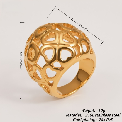 Elegant Heart Shaped Openwork Ring for Women | G00348T