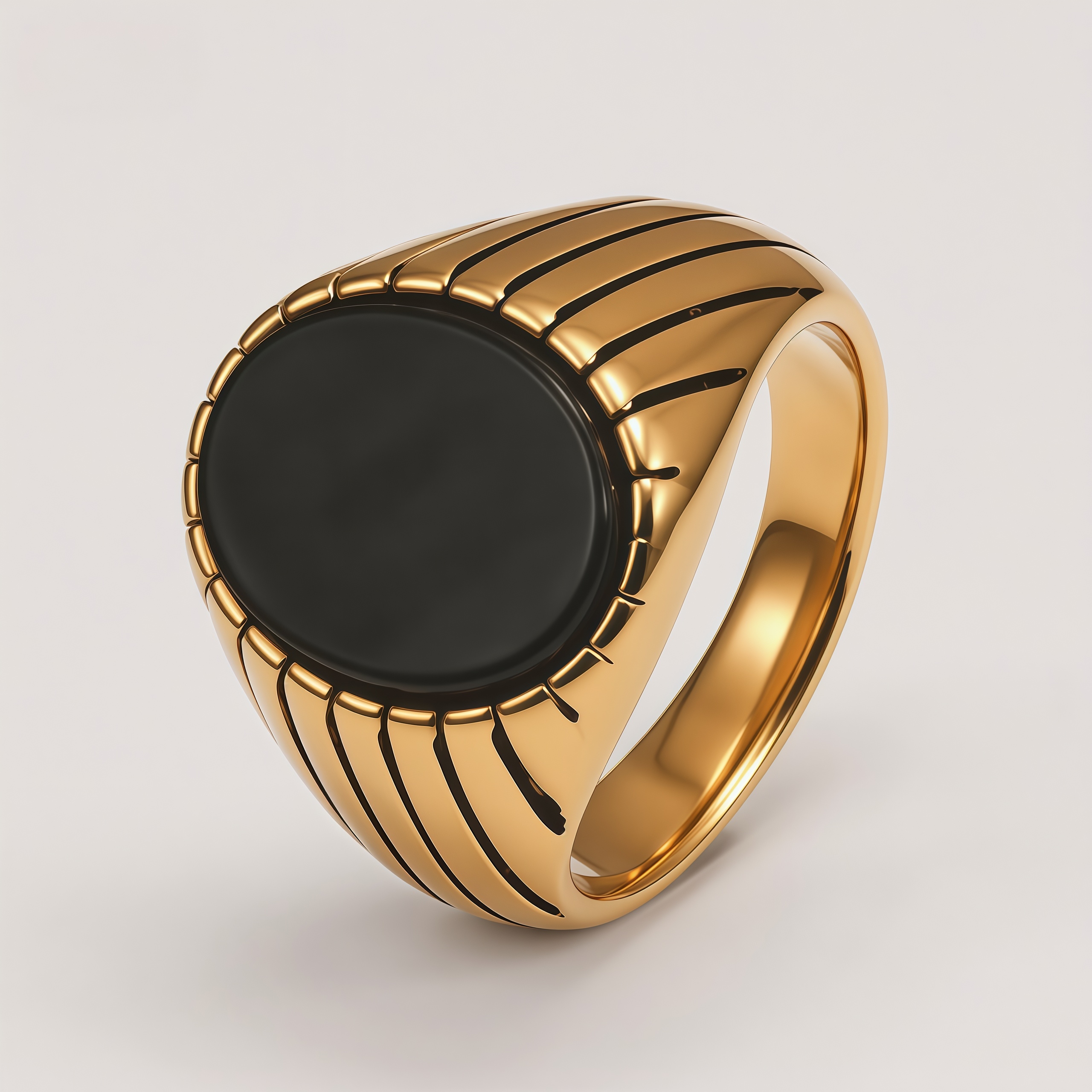 Vintage Gemstone Ring Men's Two-Tone Gold & Silver Stainless Steel Ring | K002193J