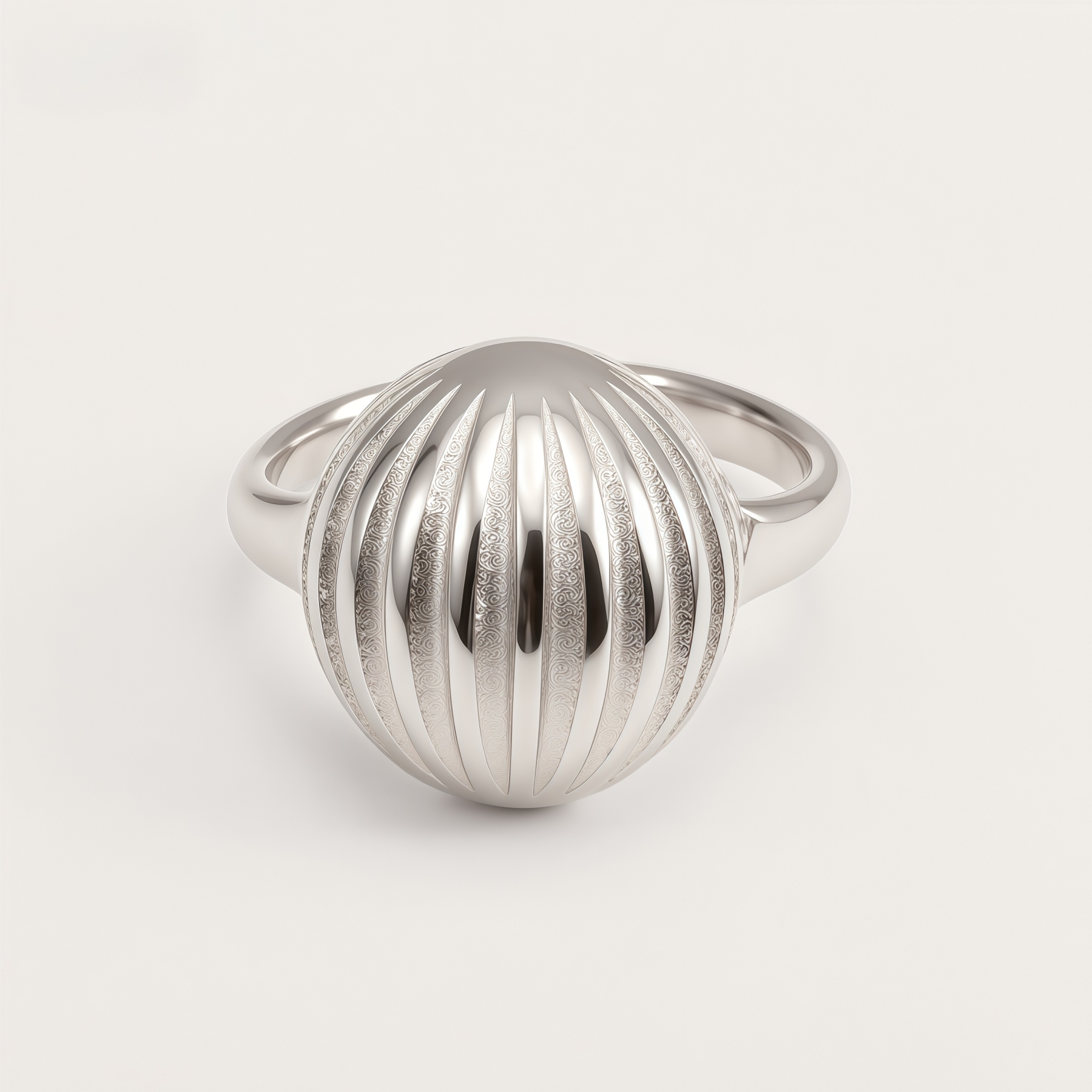 Fashion Engraved Shell Stainless Steel Ring | G003717