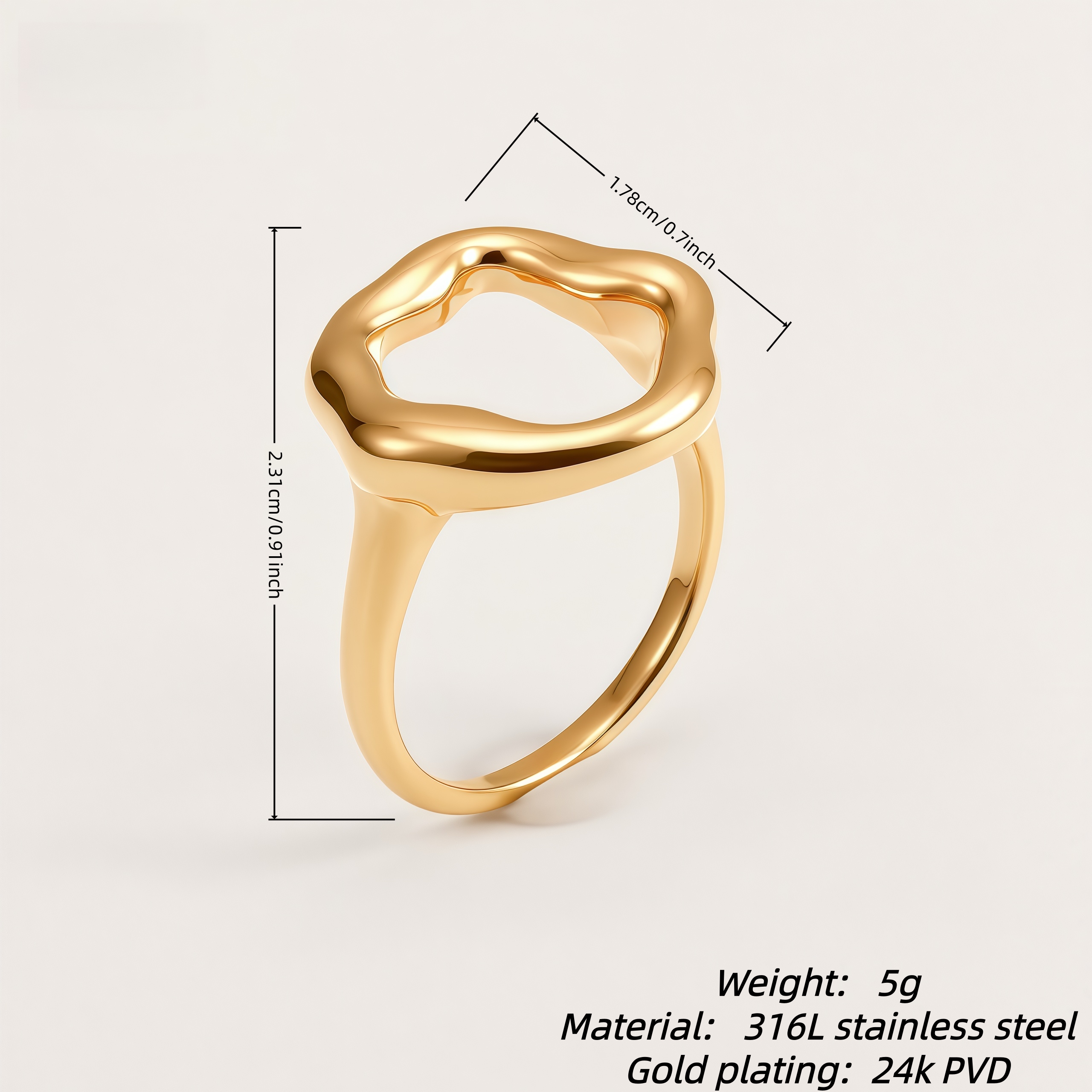 Unique Irregular Geometric Stainless Steel Ring for Women | G00425