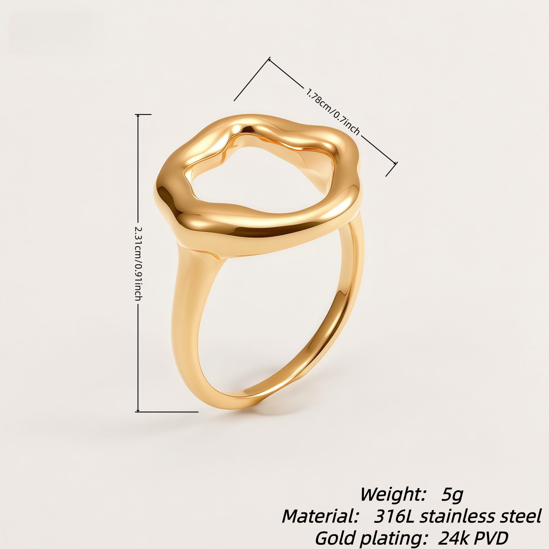 Unique Irregular Geometric Stainless Steel Ring for Women | G00425