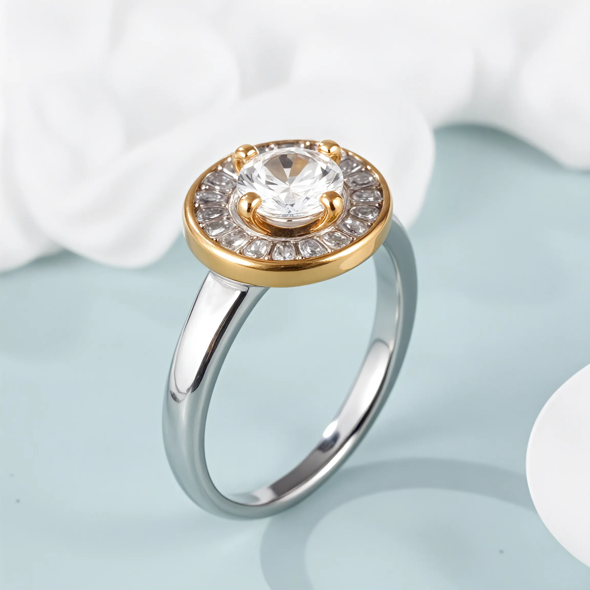 Elegant Design Round Gemstone Stainless Steel Women's Ring丨PL34G-JinBaoJewerly