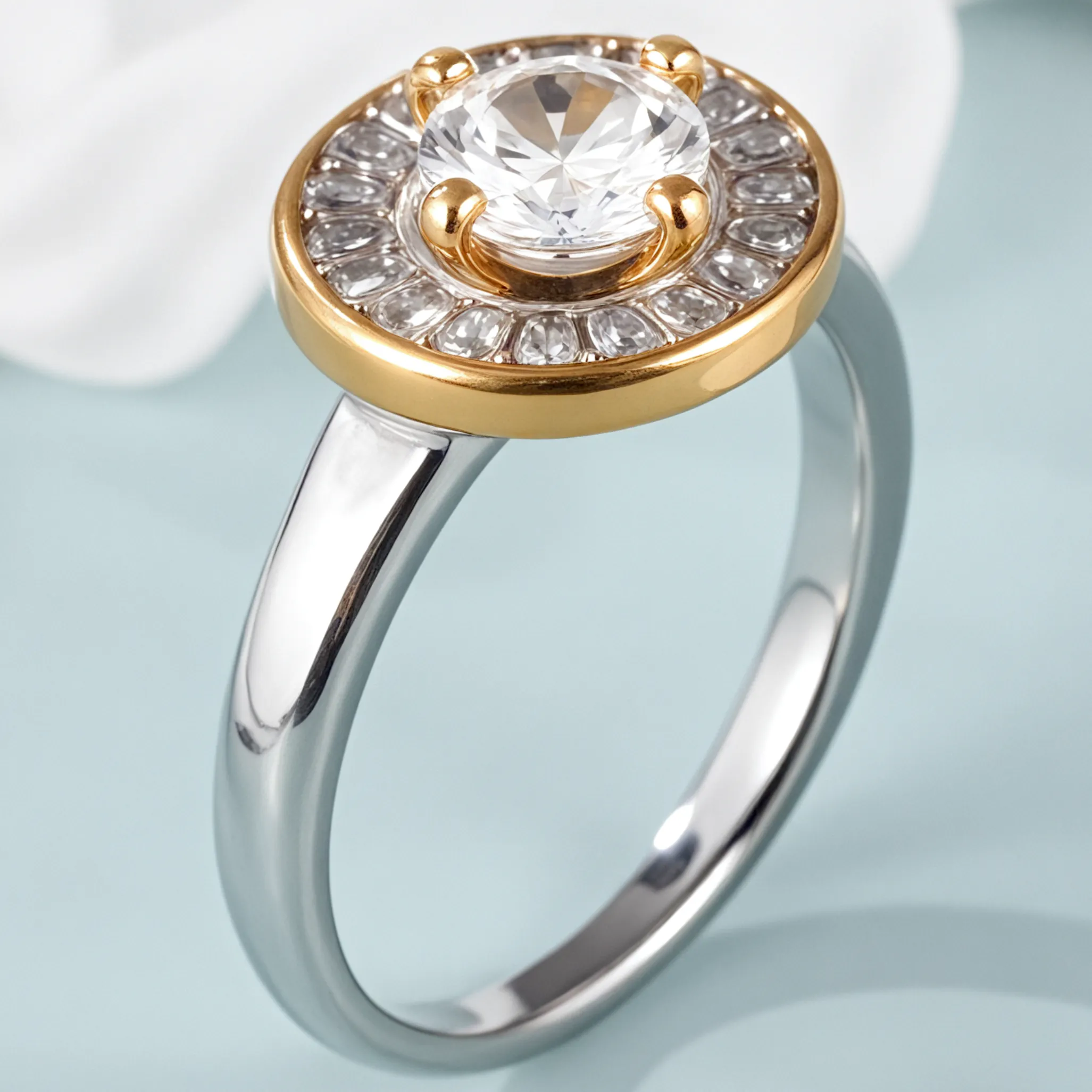 Elegant Design Round Gemstone Stainless Steel Women's Ring丨PL34G-JinBaoJewerly