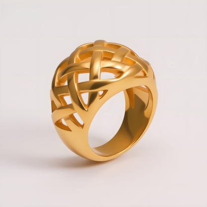 Chic Stainless Steel Woven Texture Ring for Women | ML058