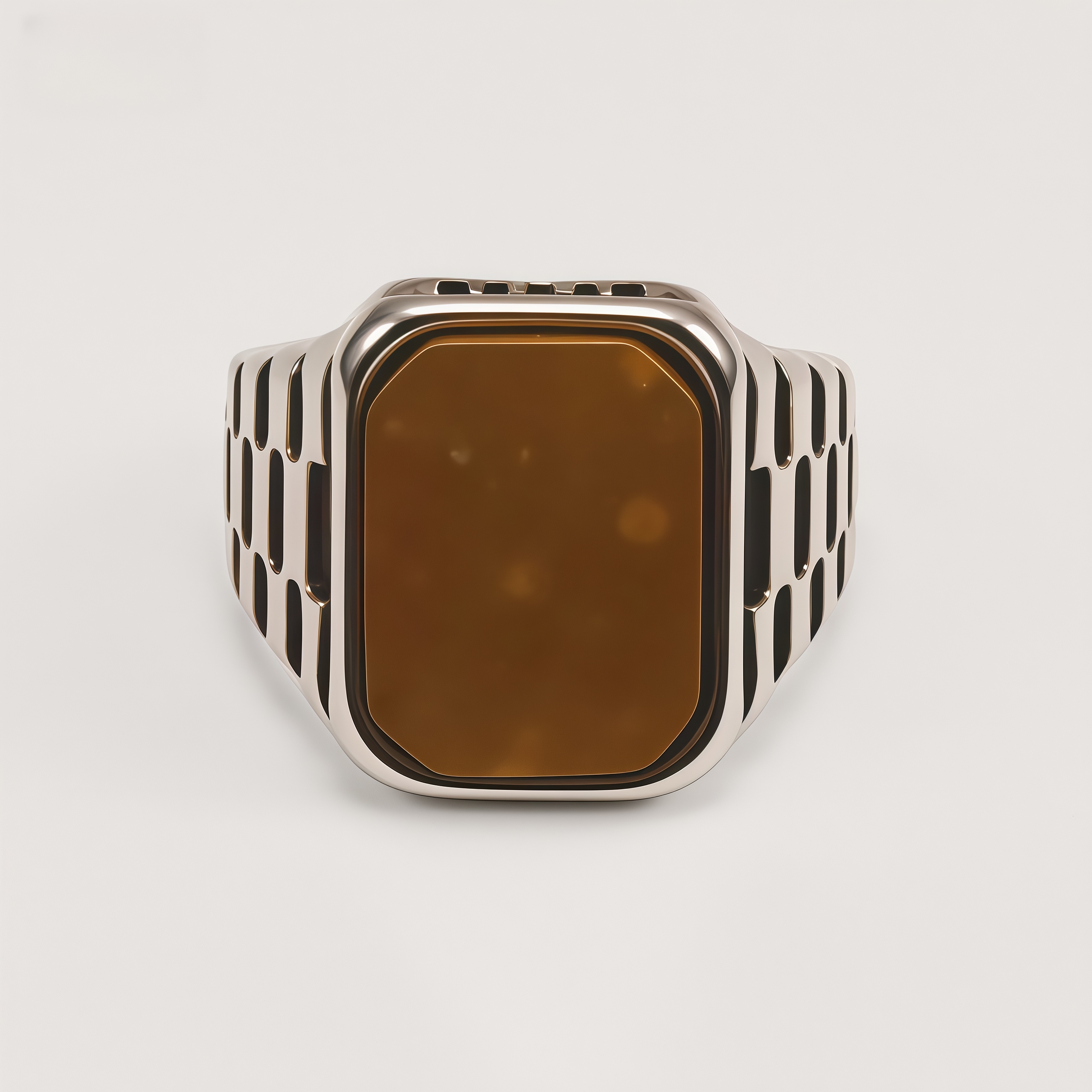 Vintage Square Stone Onyx Textured Band Multi Style Men's Ring | K002750