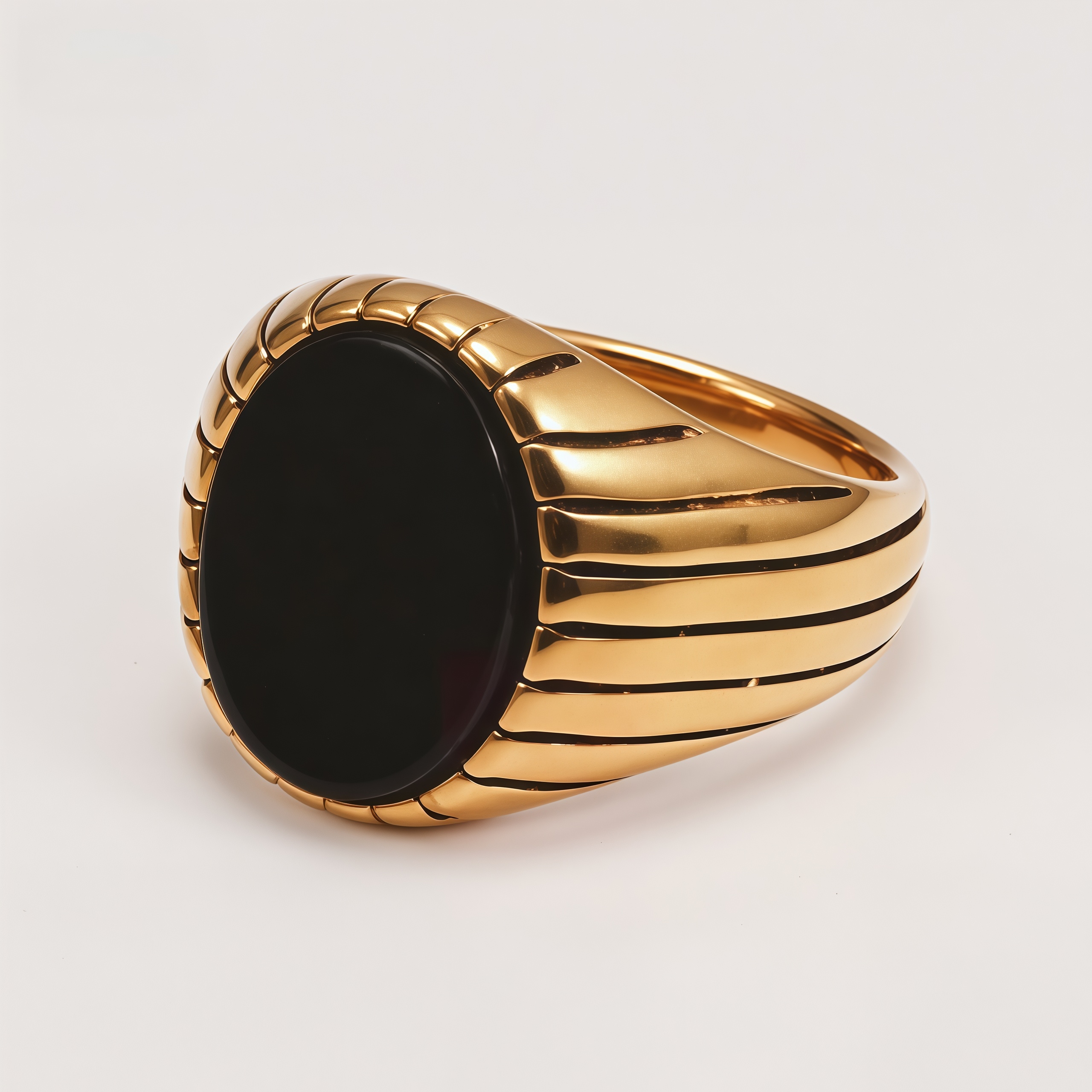 Vintage Gemstone Ring Men's Two-Tone Gold & Silver Stainless Steel Ring | K002193J