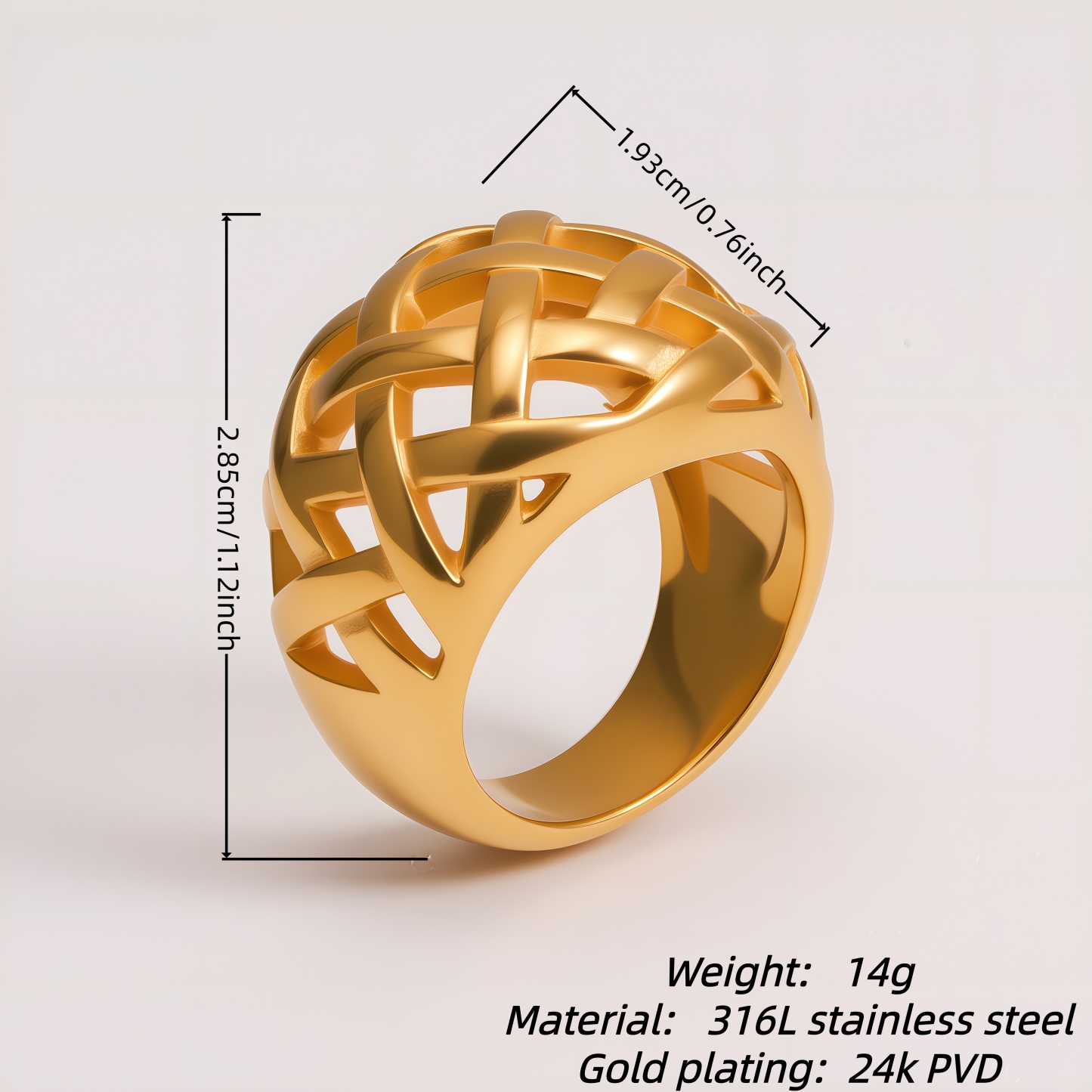 Chic Stainless Steel Woven Texture Ring for Women | ML058
