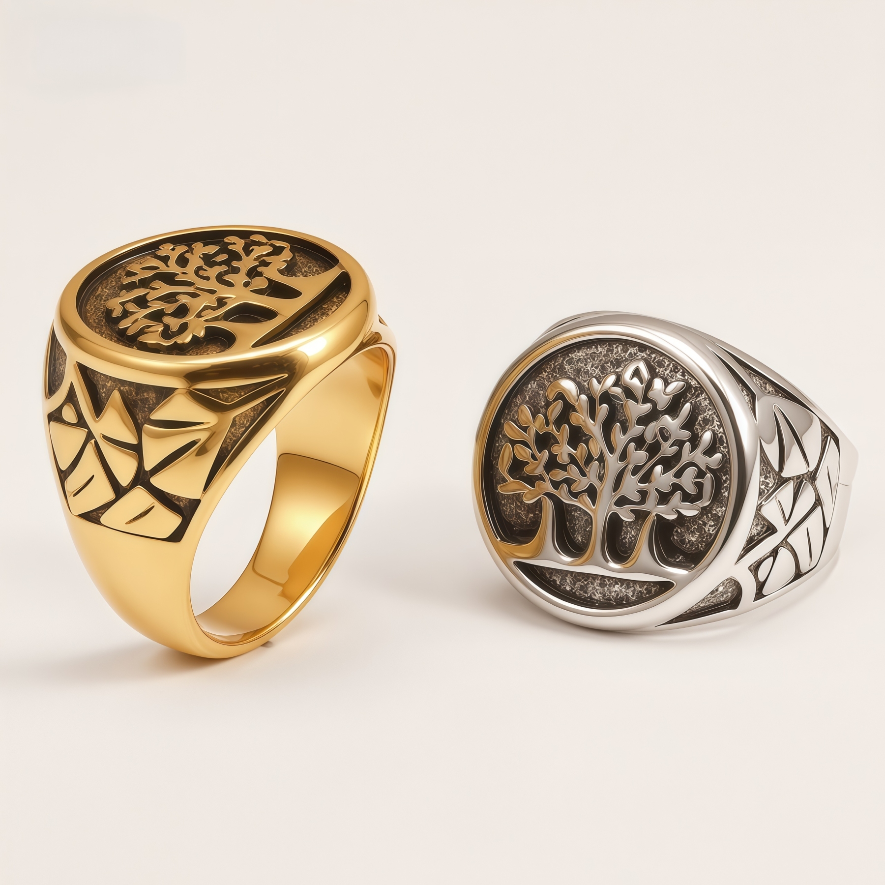 Men's Stainless Steel Tree of Life Signet Ring 