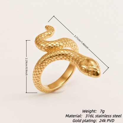Stainless Steel Snake Design Vintage Animal Ring for Women | DZ1845