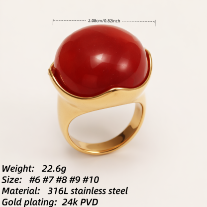 Multi - colored Gemstone Gold Ball Ring, Fashionable and Unique Women's Ring | BL87JS-JinBaoJewerly