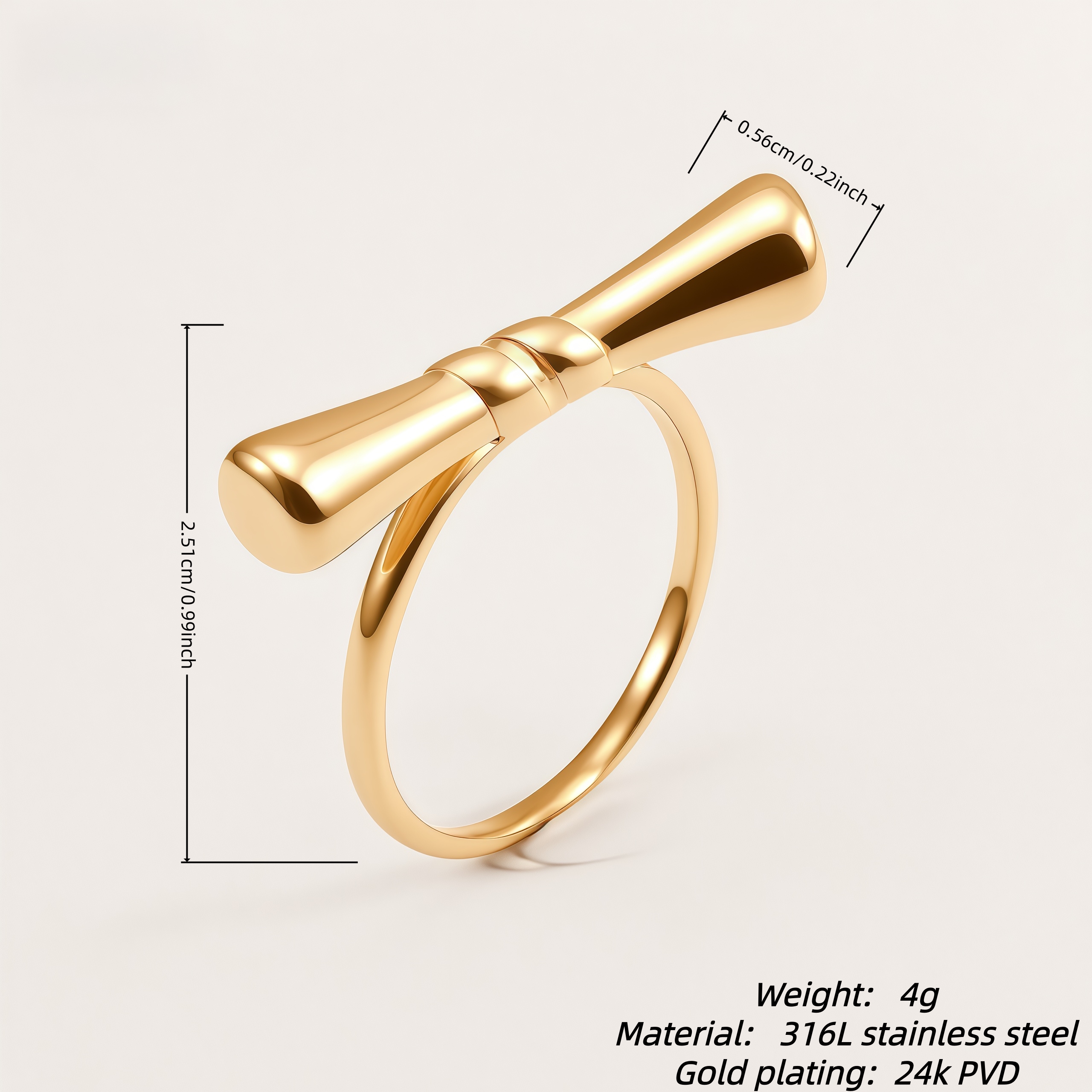 Cute Style Polished Bow Stainless Steel Women's Ring丨G004585
