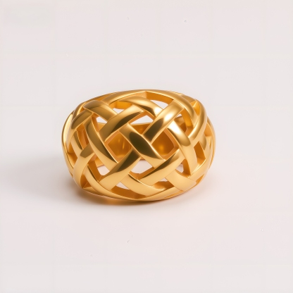 Chic Stainless Steel Woven Texture Ring for Women | ML058