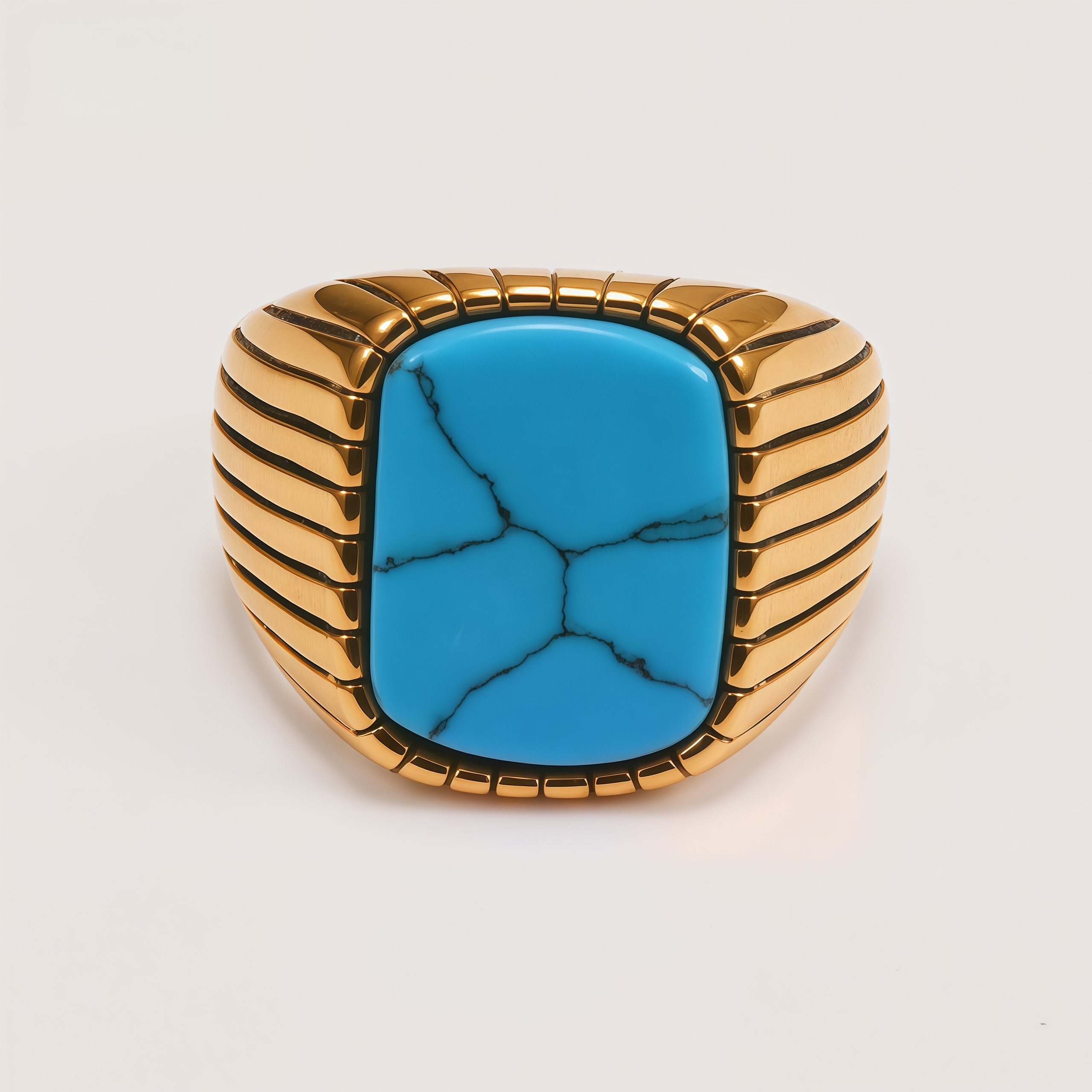 Classic Striped Stainless Steel Flat Gemstone Men's Ring | K00761JP