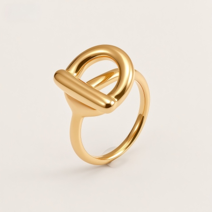 Belt buckle design simple women's stainless steel ring | N00661