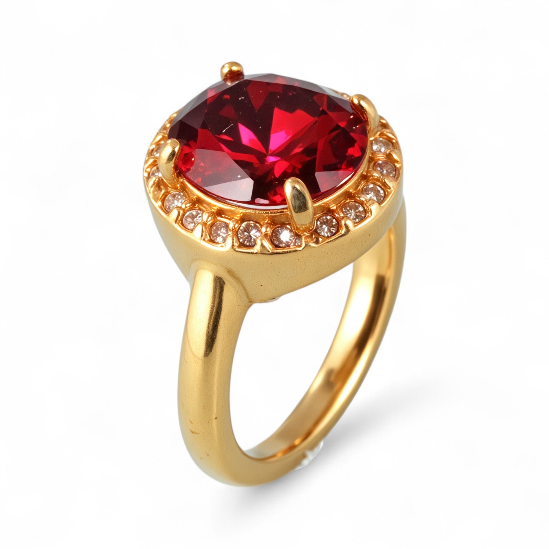 Elegant Gold Diamond-Encrusted Gemstones Stainless Steel Women's Ring丨PL50J-JinBaoJewerly