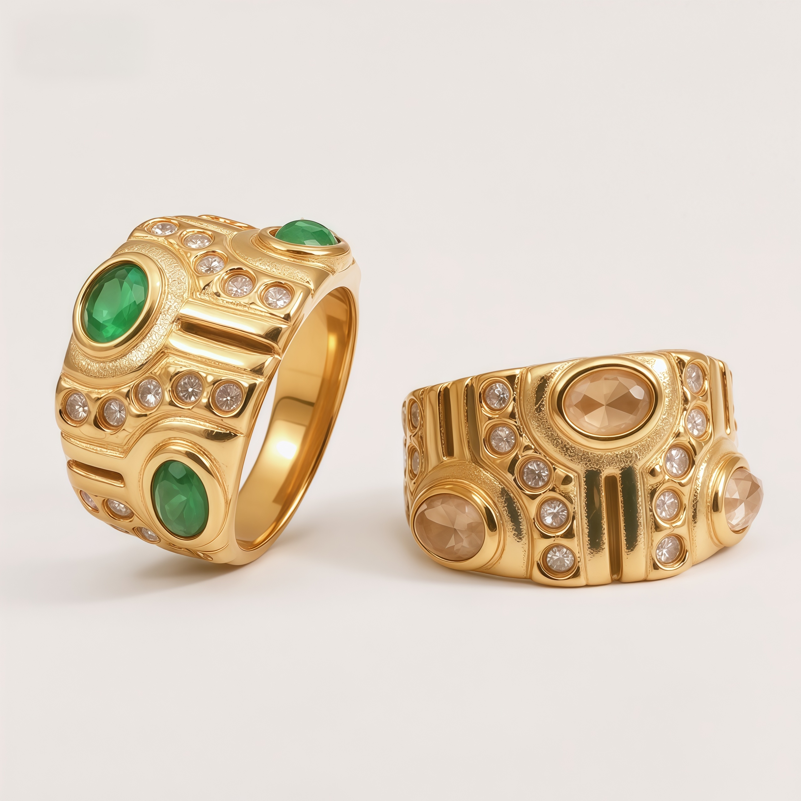 Women's Gold-Tone Vintage Cat's Eye Stone Fashion Ring