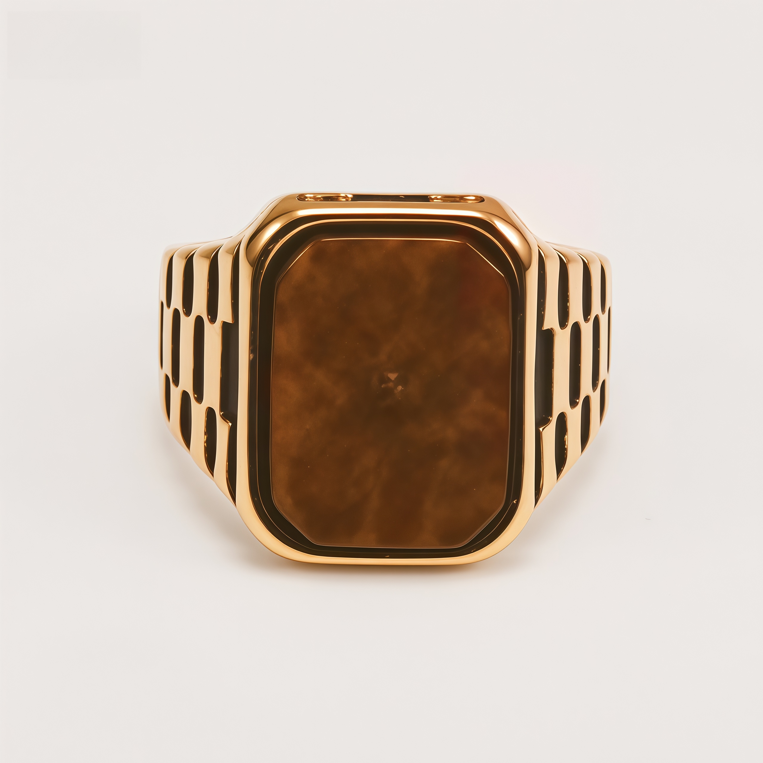 Vintage Square Stone Onyx Textured Band Multi Style Men's Ring | K002750