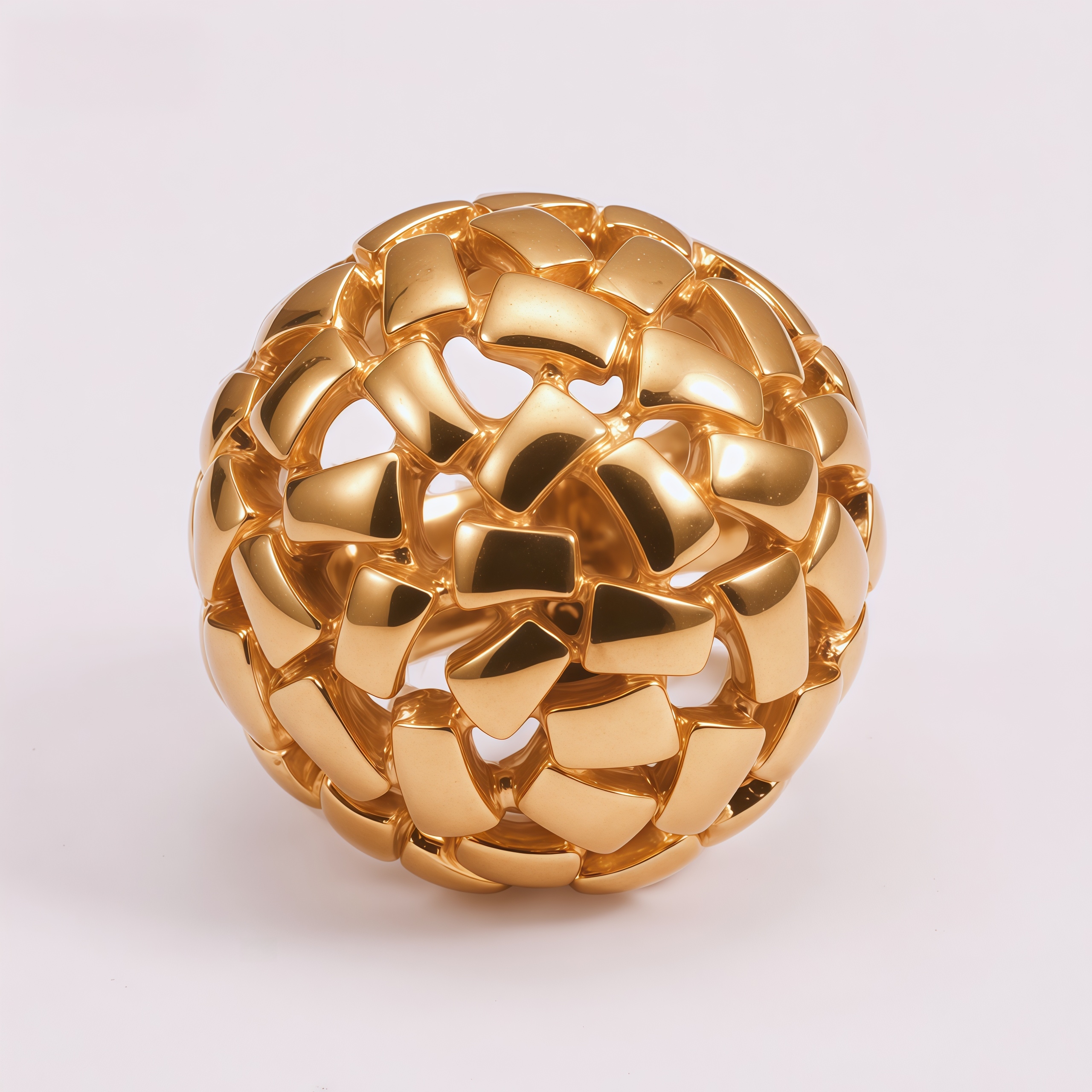 Women's Gold Stainless Steel Hollow Woven Spherical Ring | ML0124