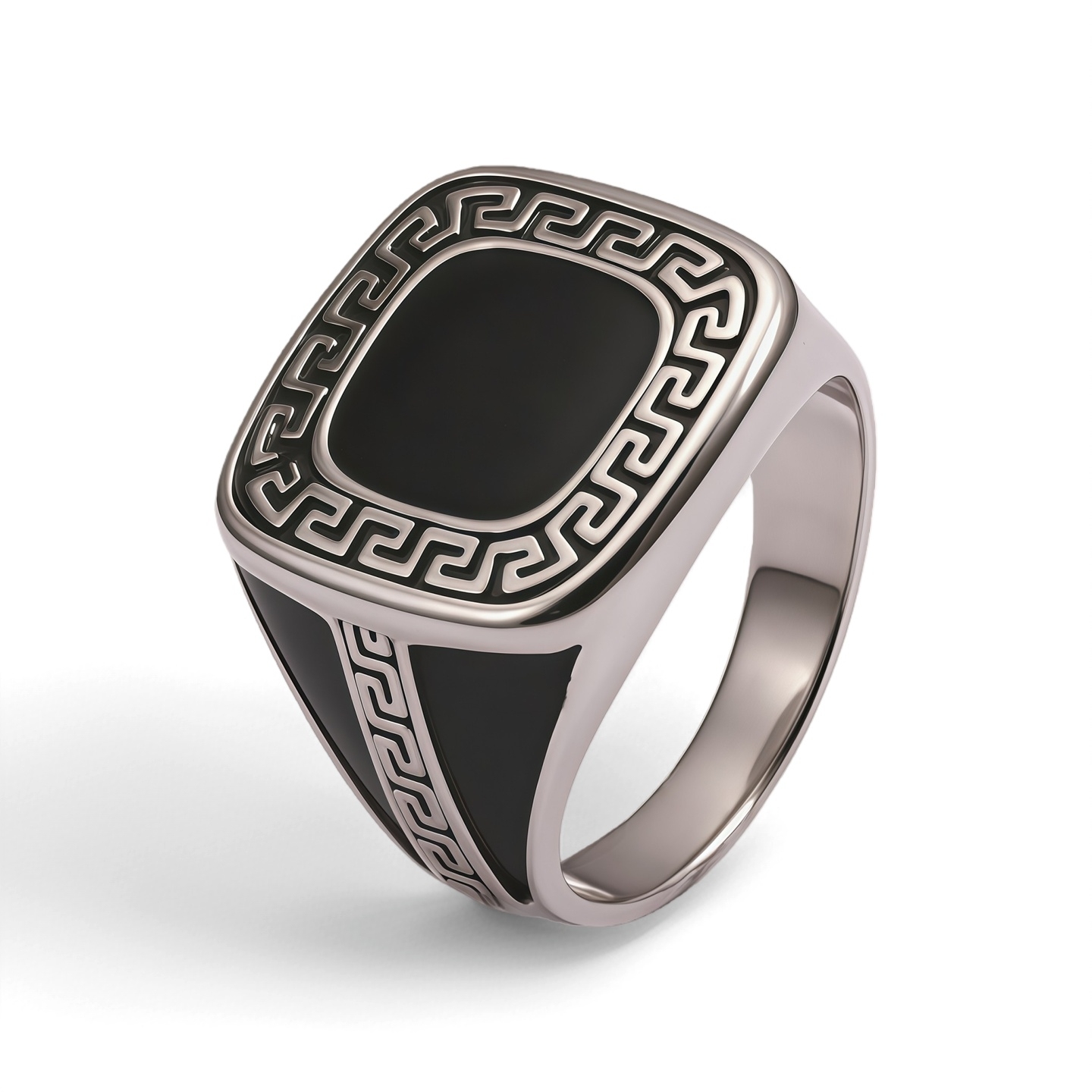 Classic Striped Stainless Steel Gemstone Ring Men's Ring | K00761-JinBaoJewerly