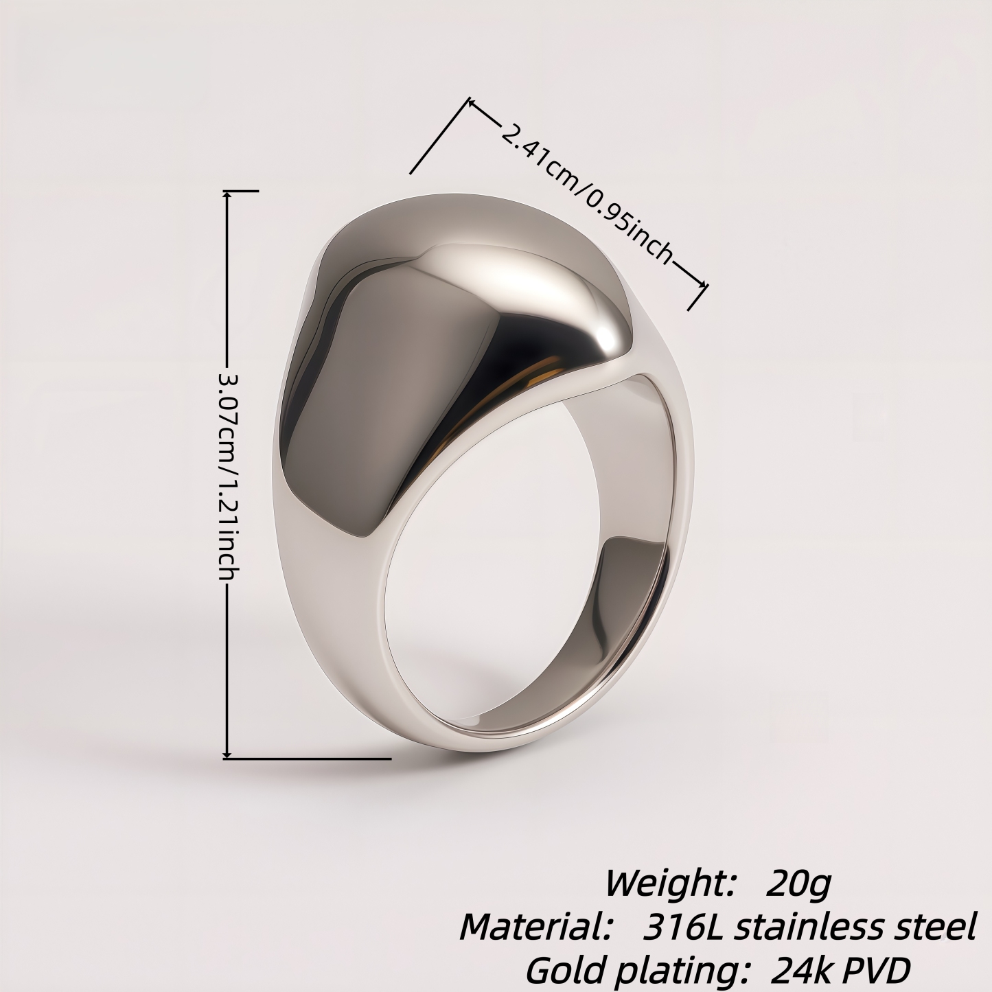 Simple Smooth Curve Stainless Steel Women's Ring | ML083