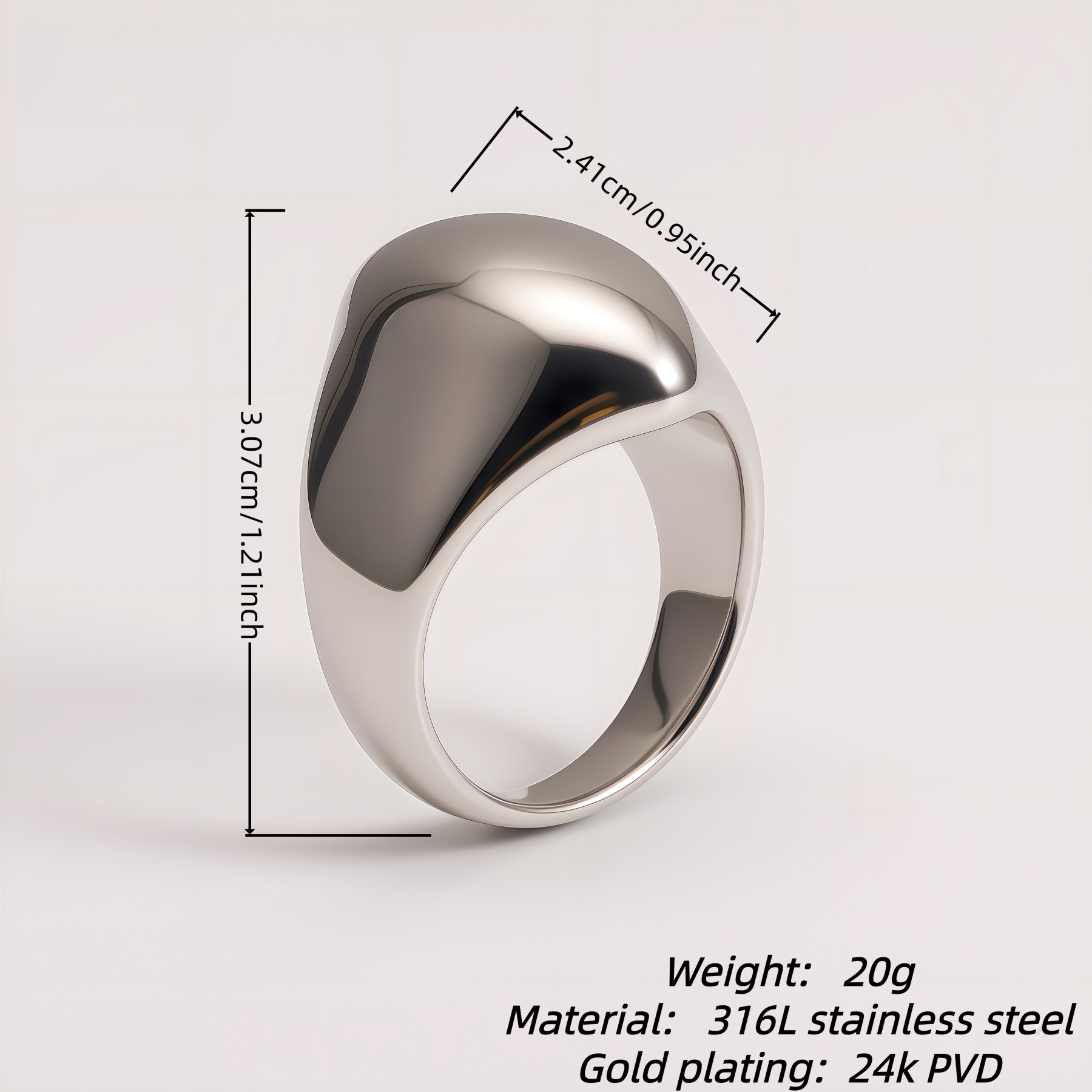 Simple Smooth Curve Stainless Steel Women's Ring | ML083
