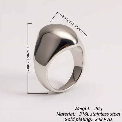 Simple Smooth Curve Stainless Steel Women's Ring | ML083