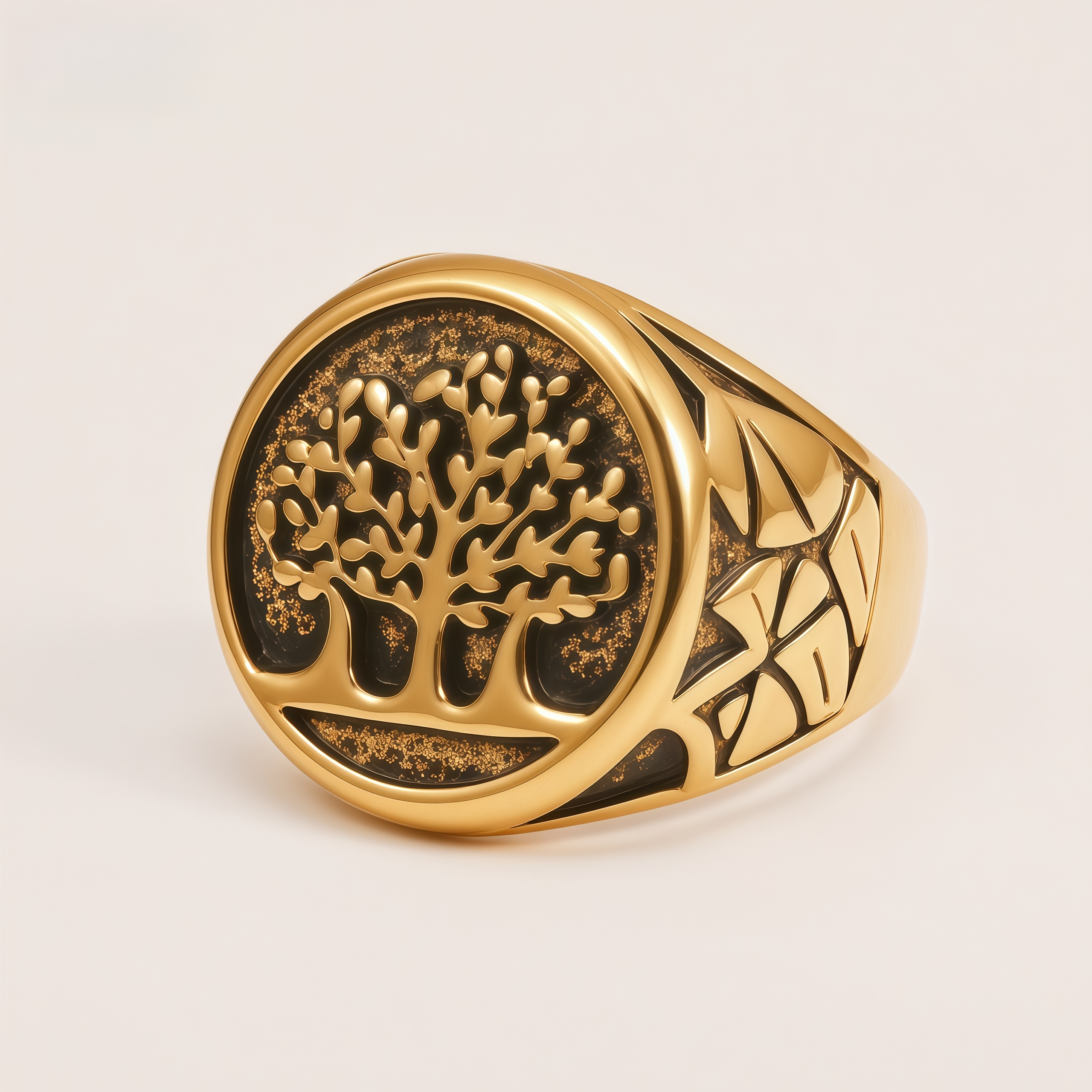 Men's Stainless Steel Tree of Life Signet Ring 