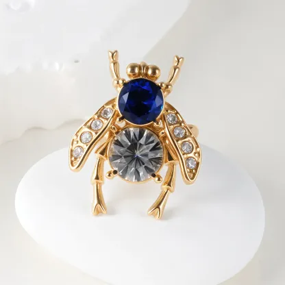 Luxury Gemstones Embellished With Cicada-Shaped Stainless Steel Women's Waterproof Ring丨K003673-JinBaoJewerly