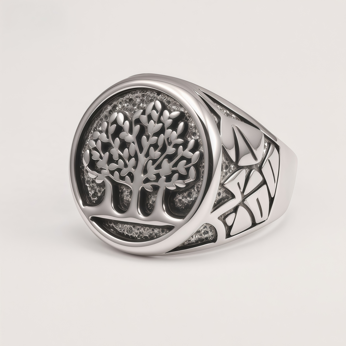 Men's Stainless Steel Tree of Life Signet Ring 